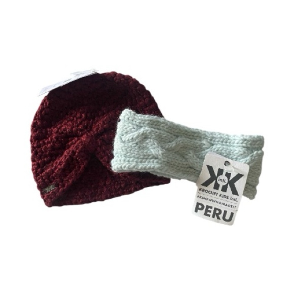 NWT-KROCHET KIDS-Knit Beanie and Headband Set